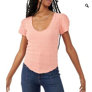 Free People - Sugar Cube Ruched top NWT! Color; burnt coral -sz medium